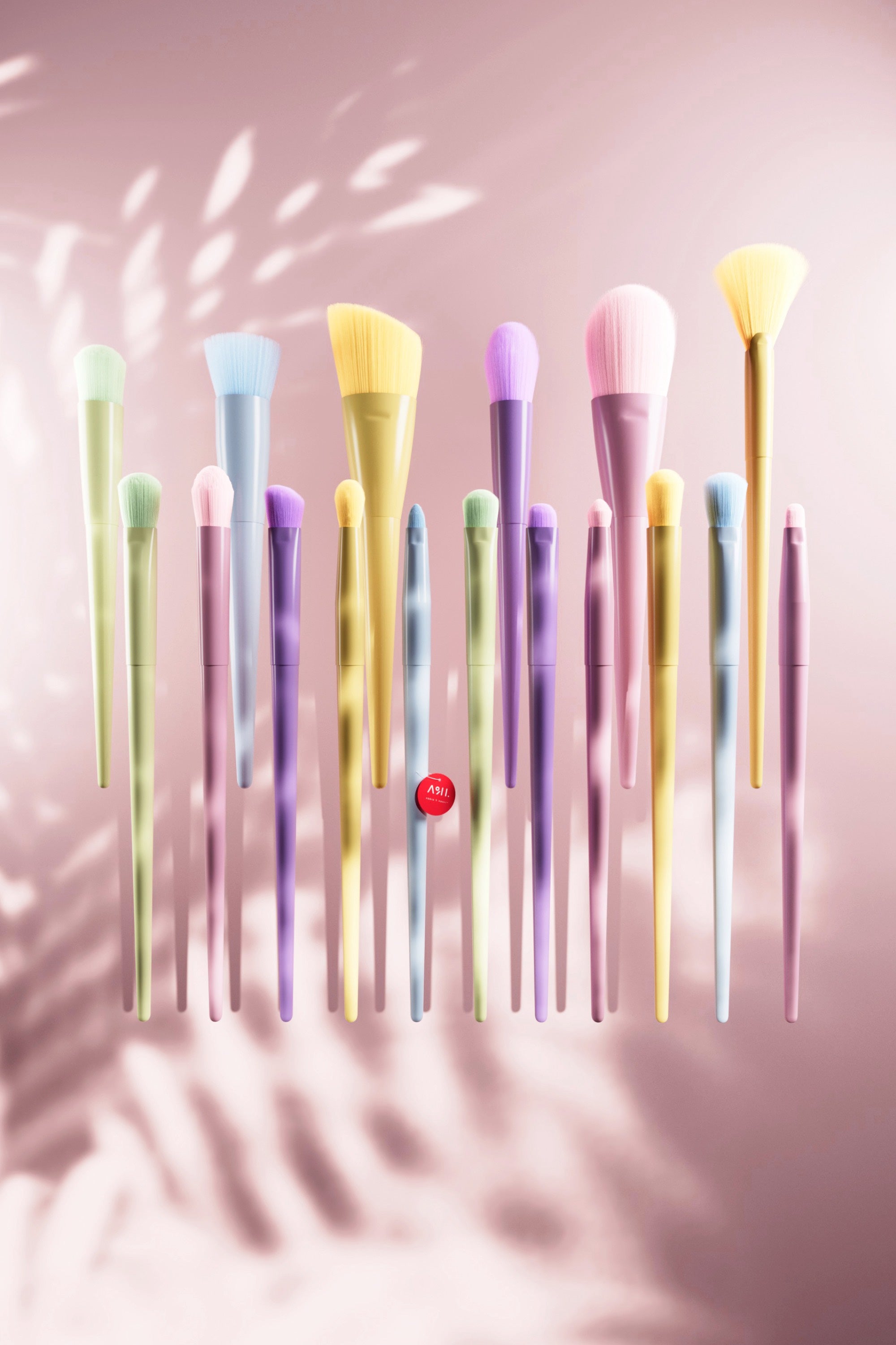 Juego de 17 brochas de maquillaje minimalistas y coloridas A&amp;H